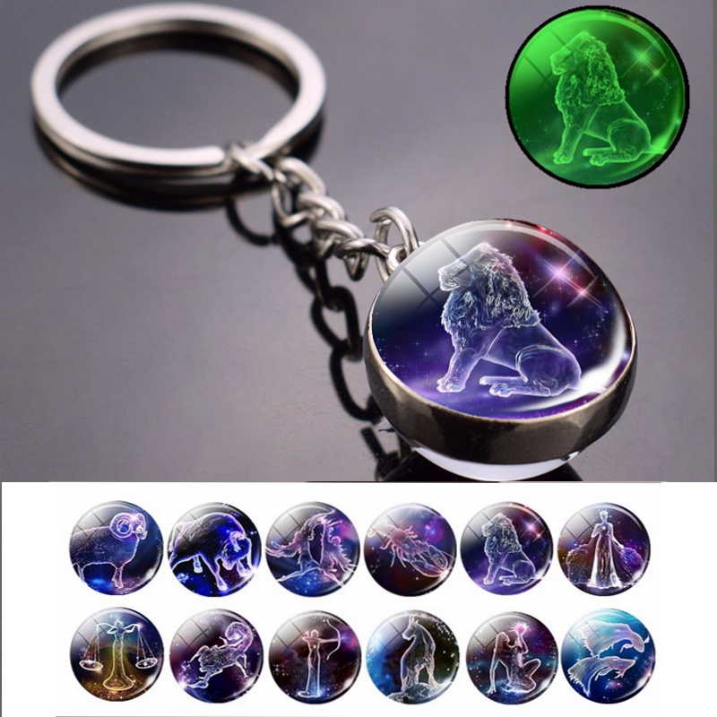 Glow In The Dark 12 Constellation Keychain Zodiac Signs Picture