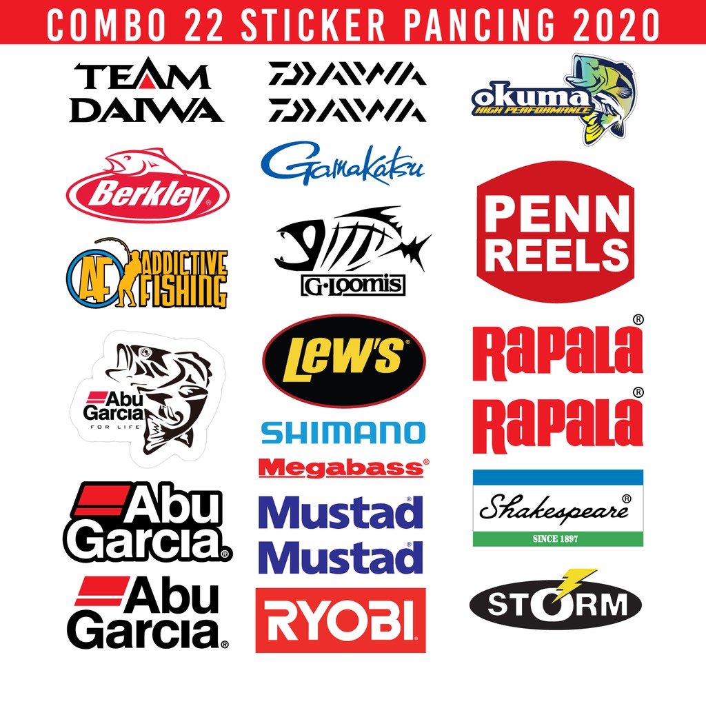 Combo 22pcs Sticker Pancing Casting Fishing Brands All in one