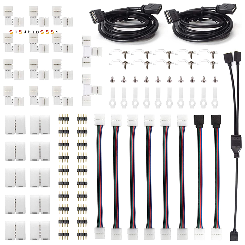 LED 5050 Connector Kit 10 mm 4 Pin Including Most Solderless LED