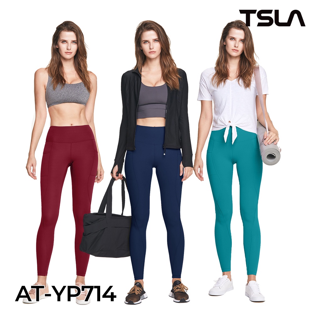 TSLA 1 or 2 Pack High Waist Yoga Pants with Pockets, India