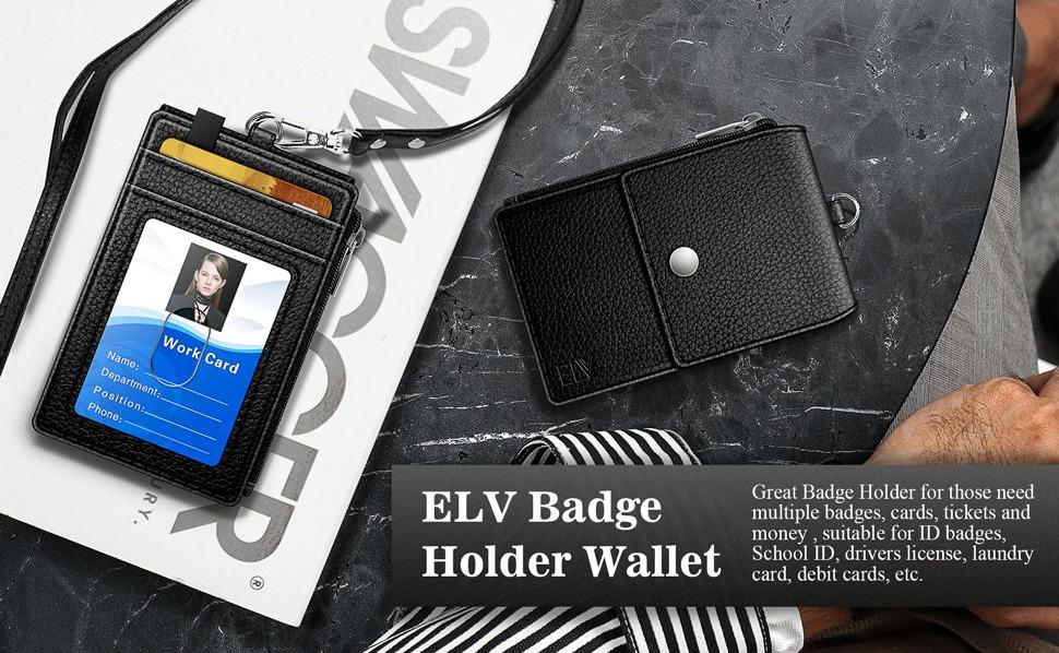 ELV Badge Holder Wallet, Aluminium ID Badge Card Holder Heavy Duty