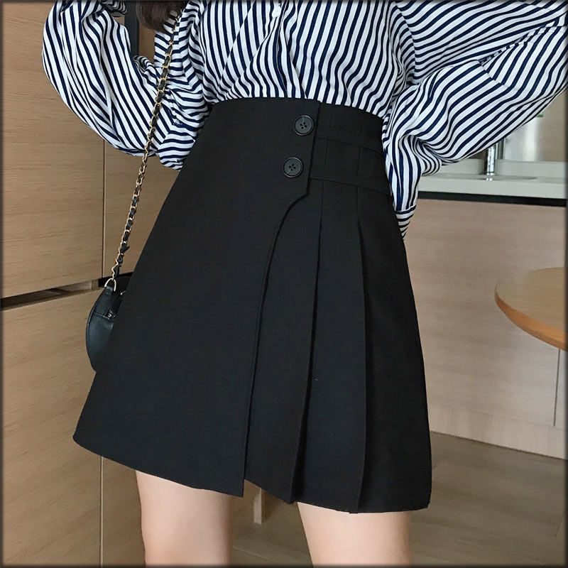 Plus Size Skirt Pleated Skirt High Waist Skirt a Line Skirt Black Skorts Women  Skirt Mini Skirts