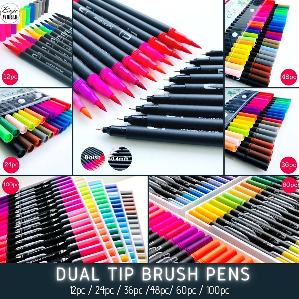 Hot Sale Dual Tip Brush Marker Pens 0.4 Fine Tip Markers & Brush  Highlighter Pen Jar Of 60 For Bullet Journaling Pen - Buy Hot Sale Dual Tip  Brush Marker Pens 0.4