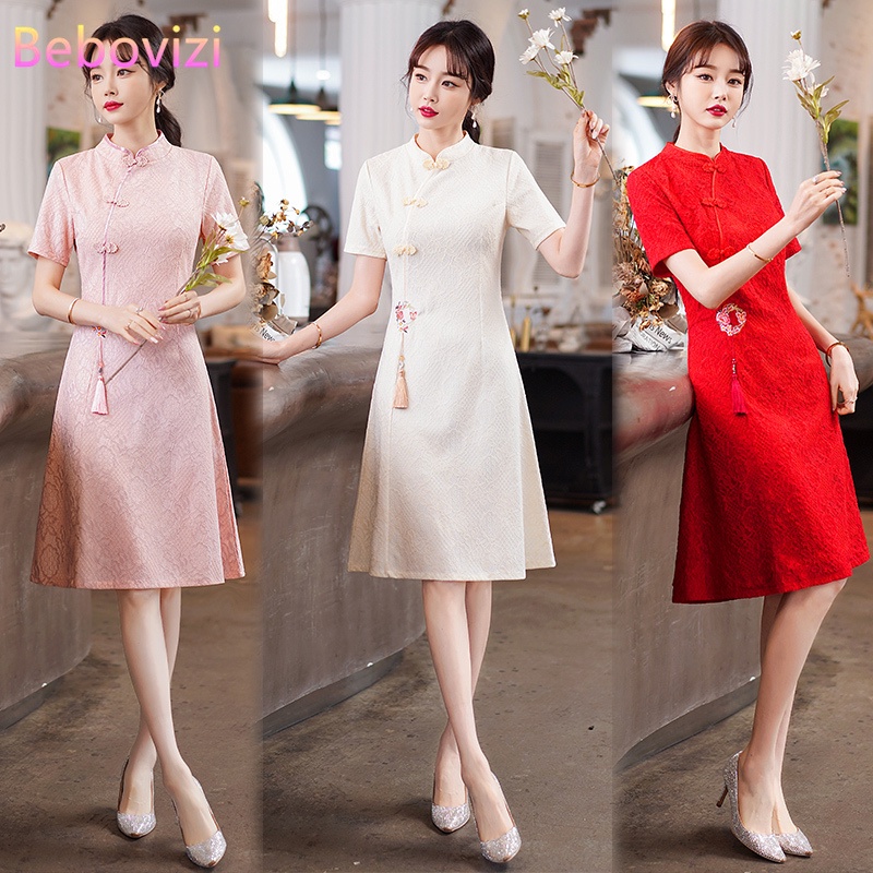 New Style Summer Improved Chiffon Cheongsam Women' Elegant Chinese