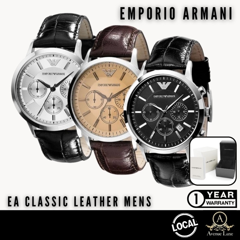 SG* Emporio Armani Classic Leather Series Chronograph Mens Watch