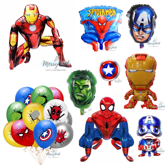 SG Seller] Superhero Marvel The Avengers theme foil balloon party  decoration Captain America Iron Man Spiderman Hulk