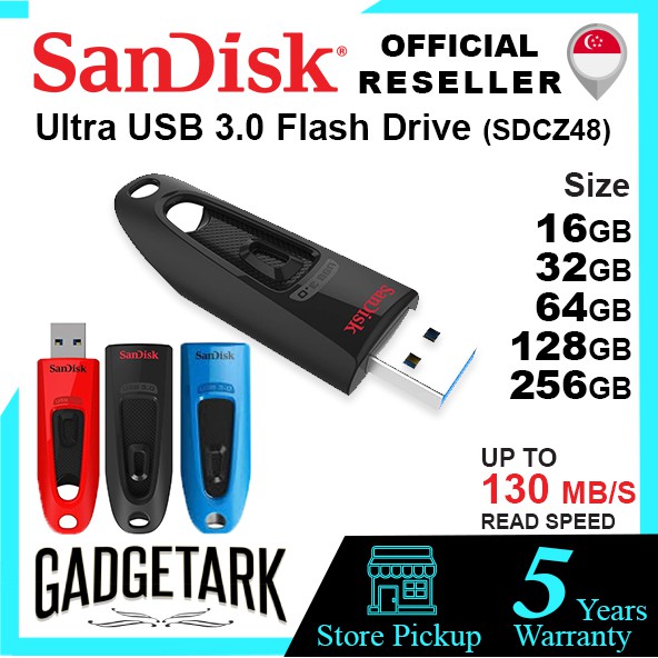 SanDisk Ultra 128 GB, USB 3.0 flash drive, with up to 130 MB/s read