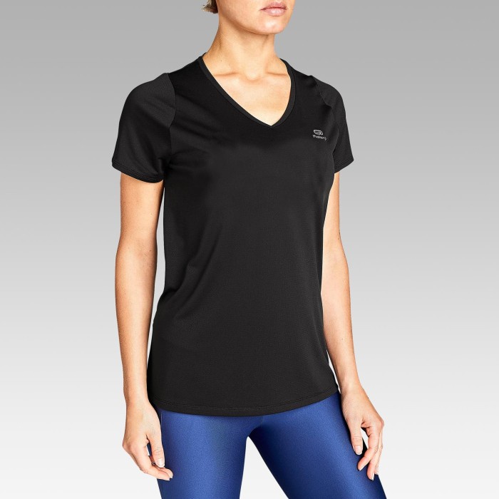 HITAM Kalenji T Shirt JOGGING Women RUN DRY Black DECATHLON