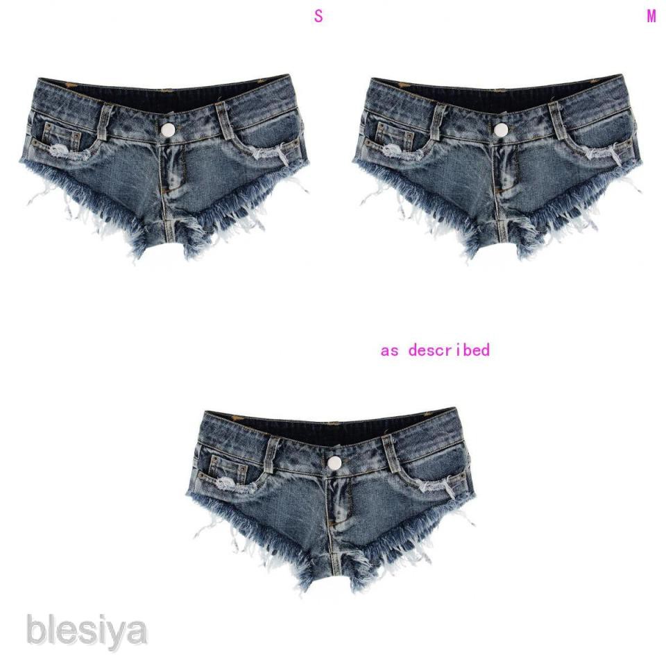 Women Sexy Mini Hot Shorts Low Waist Cheeky Shorts Micro Denim Jean Shorts,  Blue, Large : : Fashion