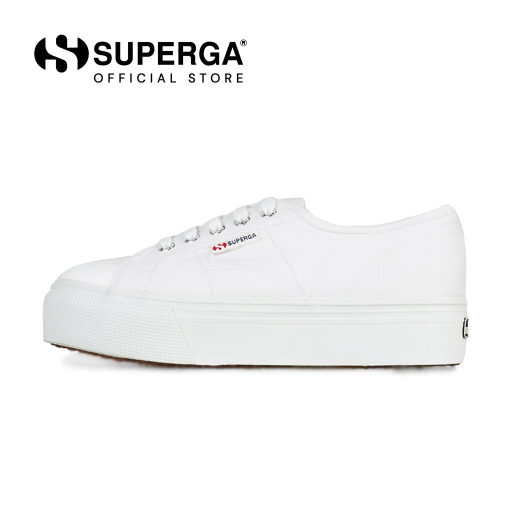 white leather superga platform
