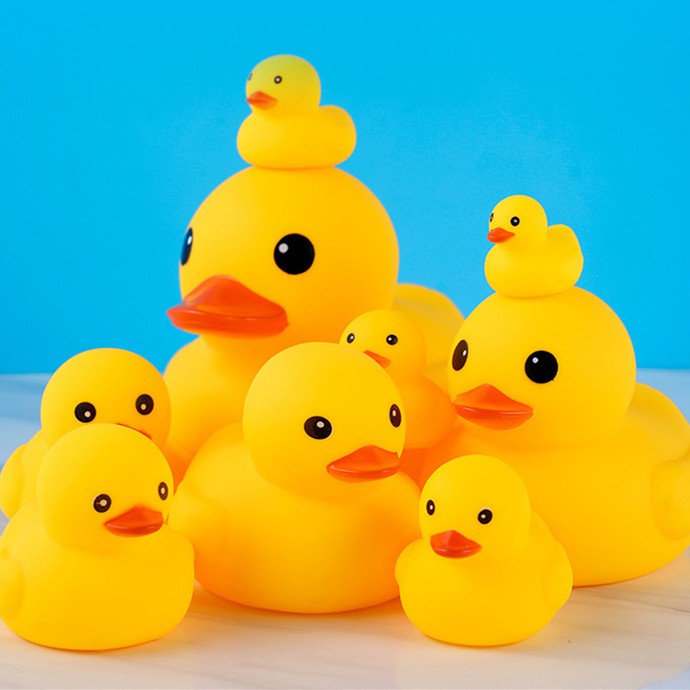 Rubber Water Fun Mini Yellow Ducks Fishing Net Swimming Rings Kids