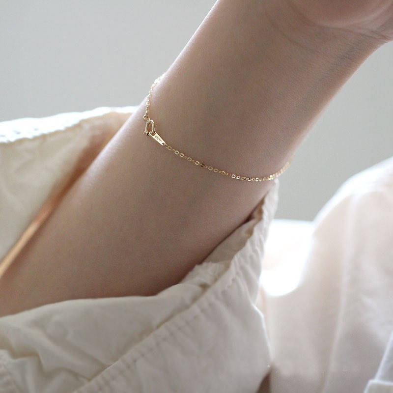 Sterling Silver Bracelet Women Style 14k Gold Color Thin Nude