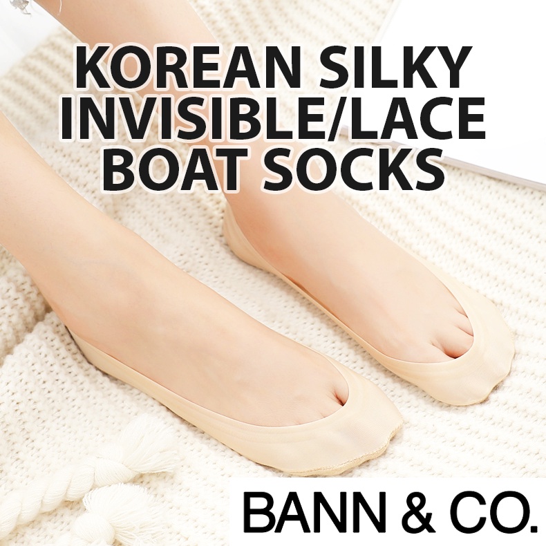 Women Korean Silky Invisible Boat Socks / Lace Boat Socks