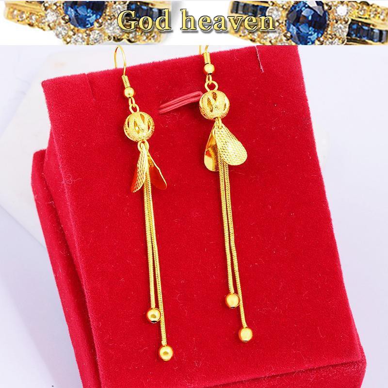 Gold earrings long on sale chain