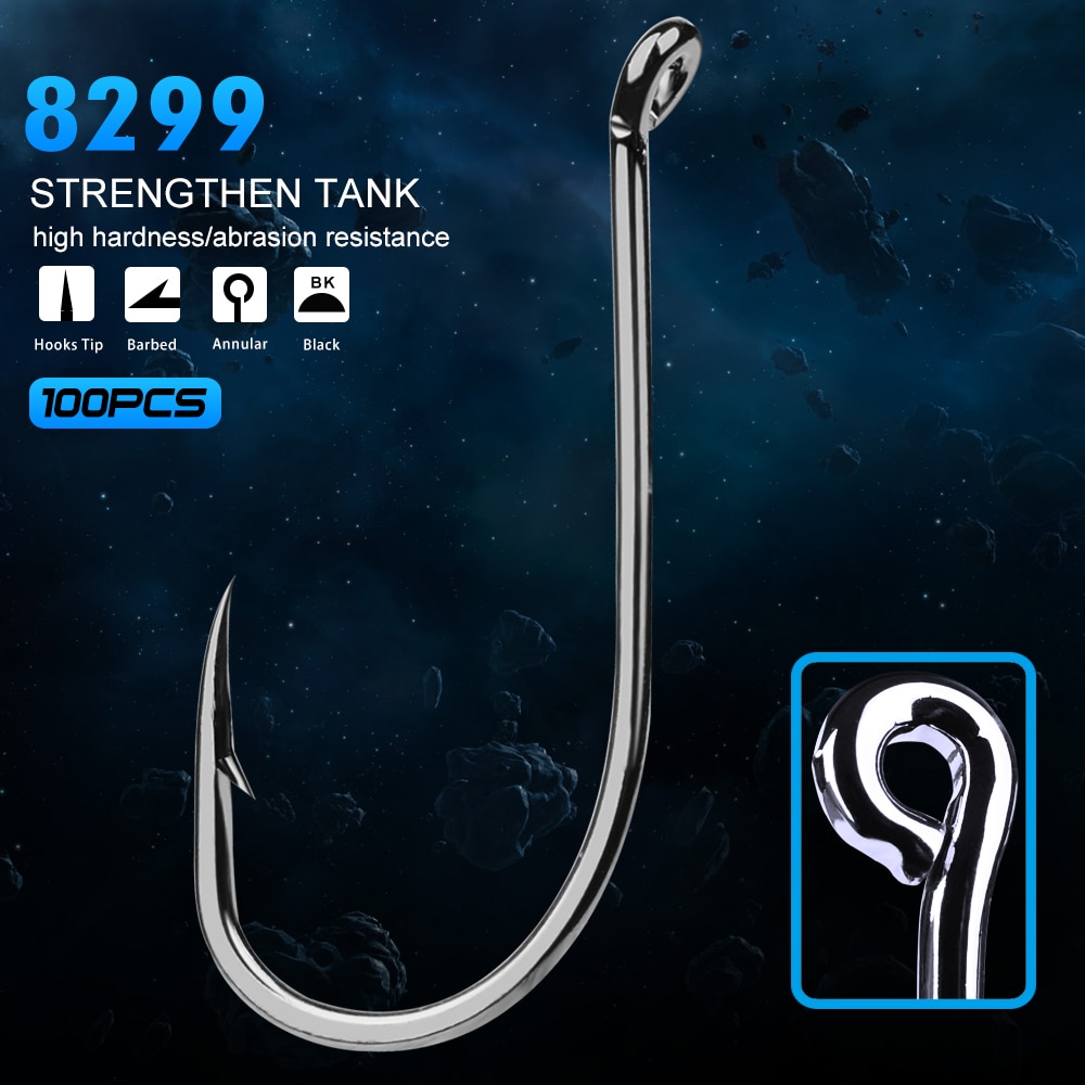 100pcs Proberos Brand Fishing Hook 8299 Octopus Series HC-72A High-carbon  steel fishhook Saltwater Bass 8299 1/0-10/0# Hook