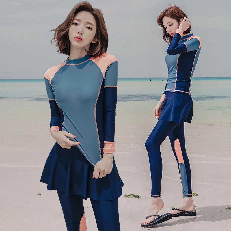 4 Pieces Women s Swimwear Korean Long Sleeve Long Pants Muslimah