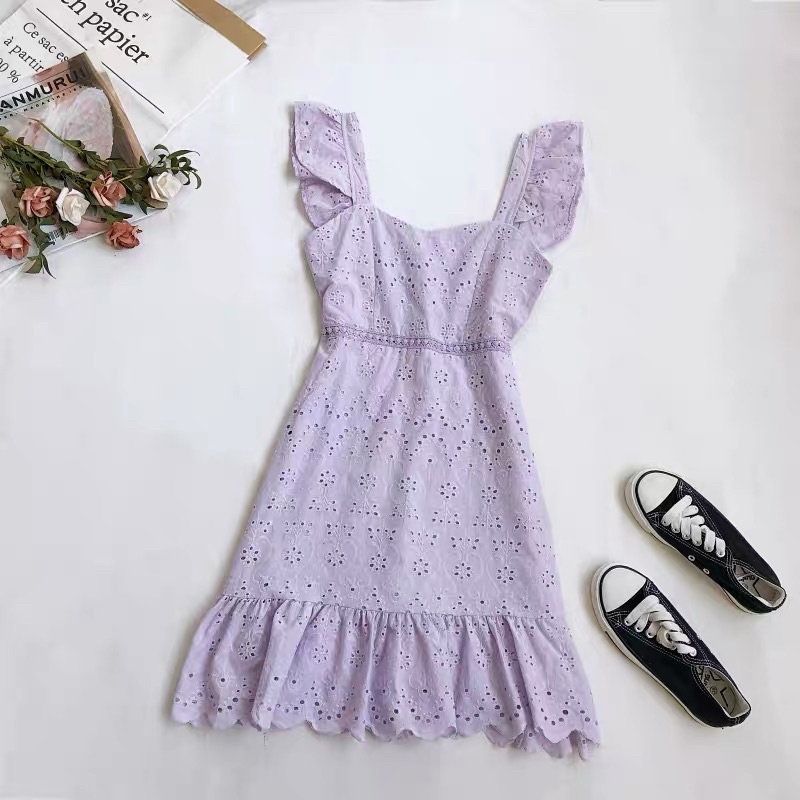 Purple eyelet hot sale dress