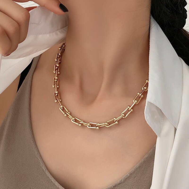 Chunky Chain Choker Necklace Men and Women Big Chain -   Stainless  steel chain necklace, Chain choker necklace, Chain choker