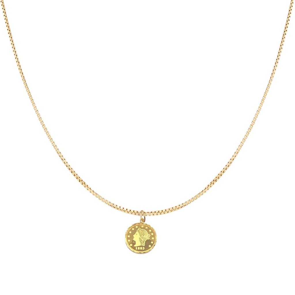 Gold coin clearance drop necklace