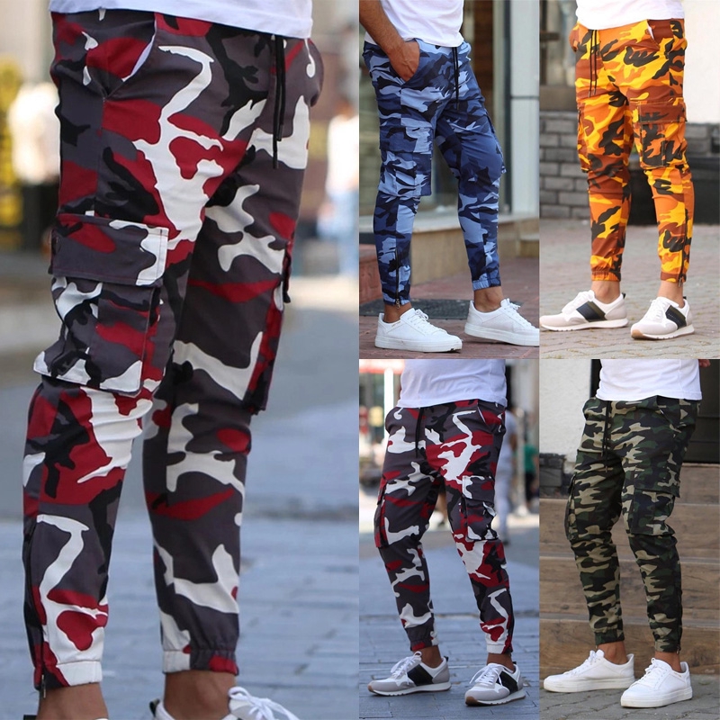 Mens elastic waist camo pants sale