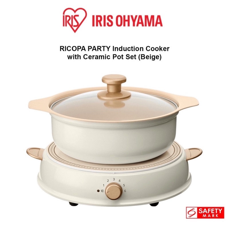 IHL-R14 Beige IRIS Ohyama RICOPA Party IH Induction Cooker Ceramic