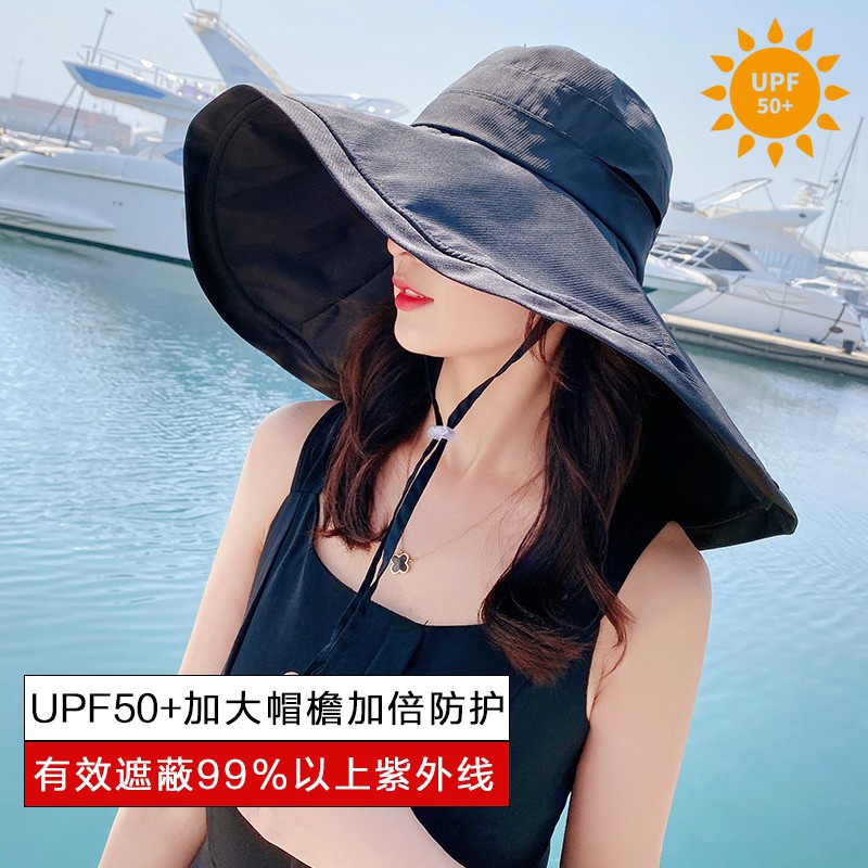 2023 Summer Wide Brim 18cm Linen Sun Hats for Women Uv Protection