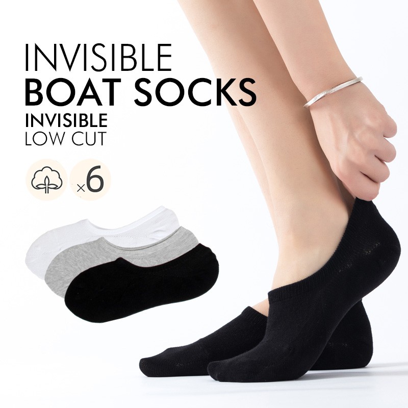 6 Pairs/box Anti Odor Boat Cotton Socks