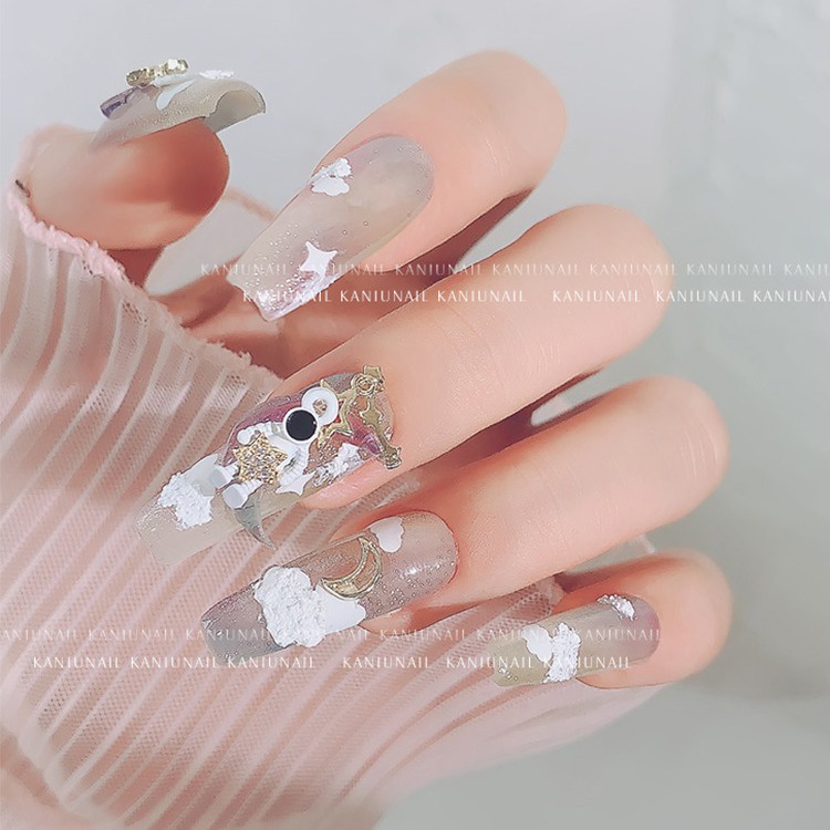 Flower Nail Charms and Silver/Gold Caviar Beads,6 Grids Acrylic Flowers  Nail Design with Metal Nail Ball, Cherry Blossom Spring with Nail Stud,  Nail Art Supplies for DIY Manicure Nail Decoration (C)