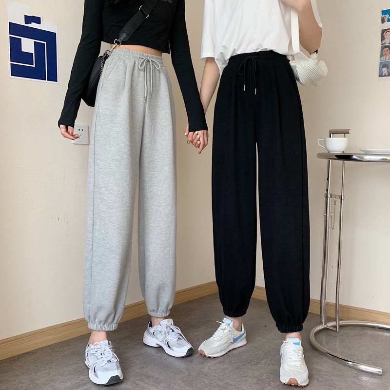 Junior high school girls with wide hips, thick legs, long pants, spring and  autumn, all-match loose Korean version of student girls' wide-leg sweatpants