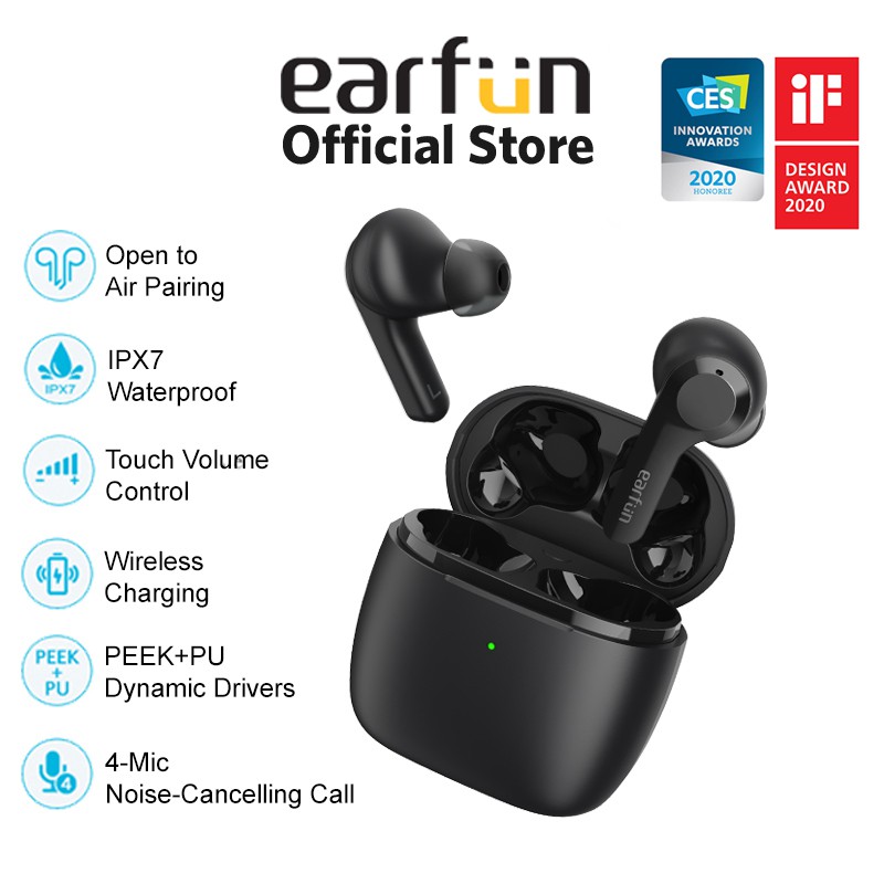 EarFun Air Earphones. 5.0. Bluetooth True Wireless Earbuds, 4 Mics, IPX7.