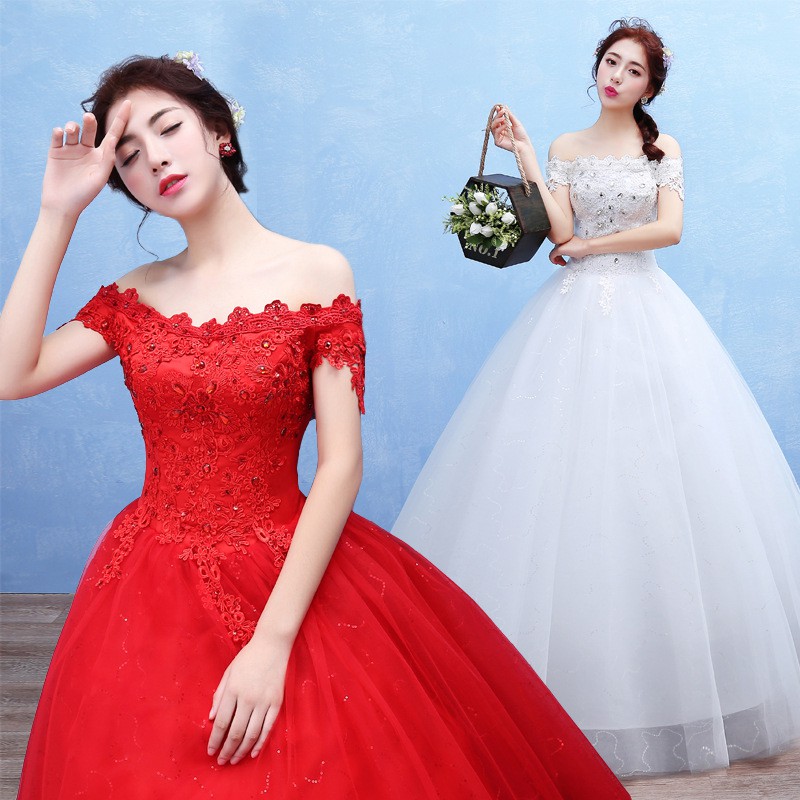 White and red deals bridal dress