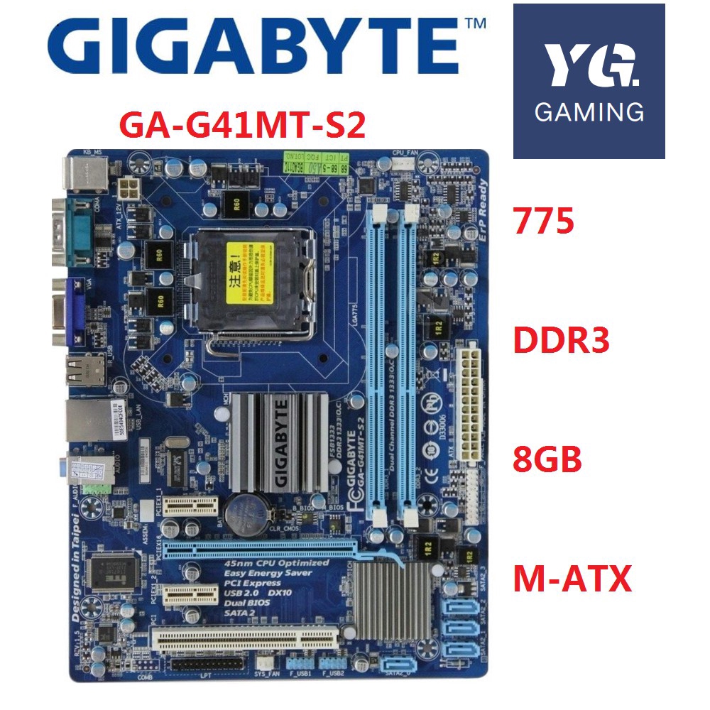 GIGABYTE GA G41MT S2 Desktop Motherboard G41 Socket LGA 775 DDR3