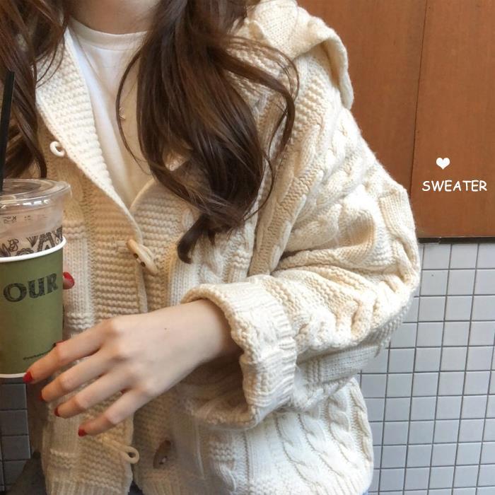 Autumn Knitted Cardigan Sweater Women Casual Long Sleeve Horn Button Sweater  Female Fashion Vintage Loose Preppy Style Warm Coat - AliExpress