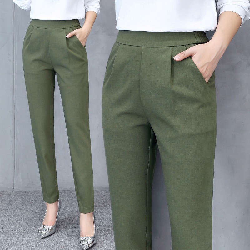 Women's Plus Size Pants Fashion Women Summer Casual Loose Solid Trousers  Pockets Long Pants Reduced Price Khaki 6(M)