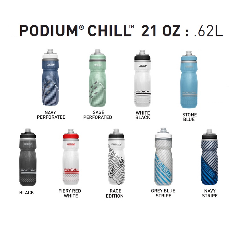 CamelBak Podium Chill Outdoor Bottle - Grey / Teal Stripe / - 24 oz