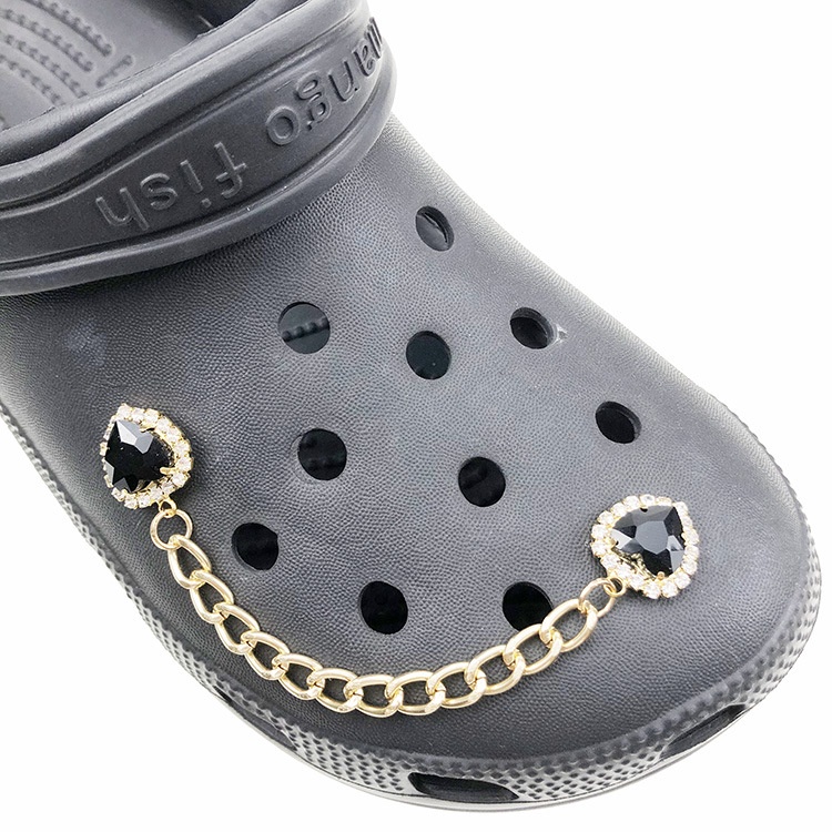Crocs Chain Charm with Met Gold and Silver Metal Chain with Diamond Charms for Suitable Crocs.
