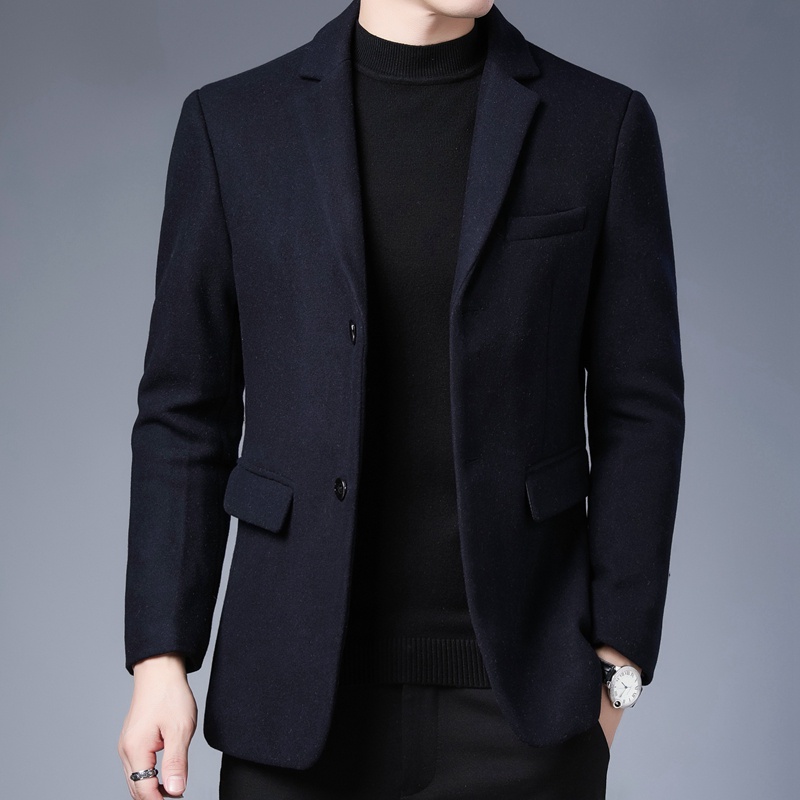 New Autumn Winter Men's Wool Casual Suit Cashmere Woolen Coat Short Slim-Fit  Windbreaker Jacket | Shopee Singapore