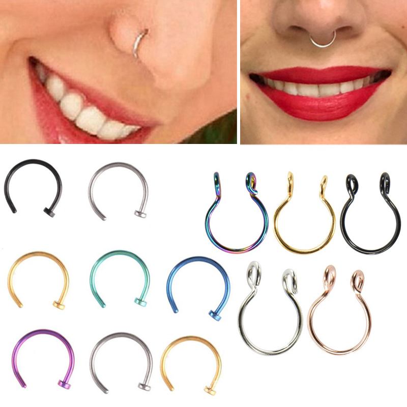 1Pcs U Shaped Fake Nose Ring Hoop Septum Rings Stainless Steel Nose Piercing  Fake Piercing Oreja Pircing Jewelry | Shopee Singapore