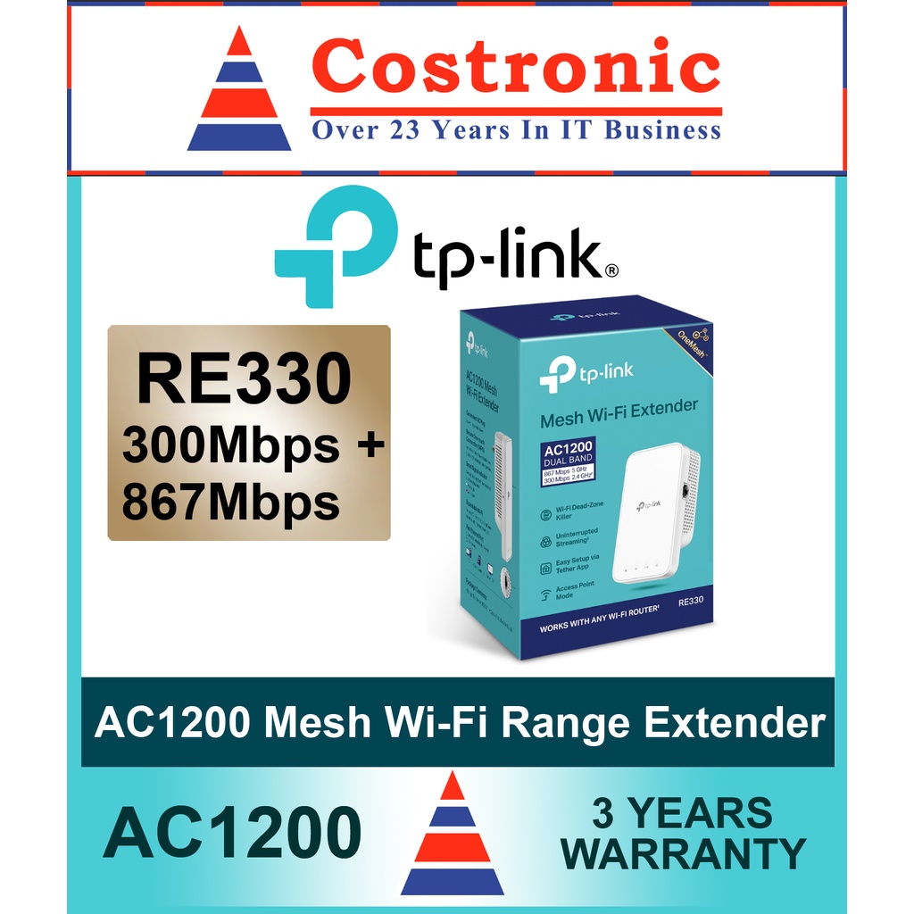 RE330, AC1200 Mesh Wi-Fi Extender