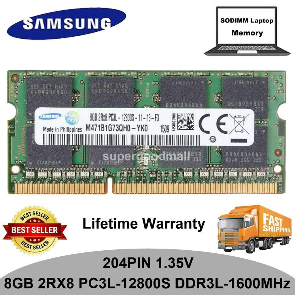 Samsung 8GB 16GB 32GB 2RX8 PC3L-12800S DDR3L-1600MHz 204Pin 1.35V