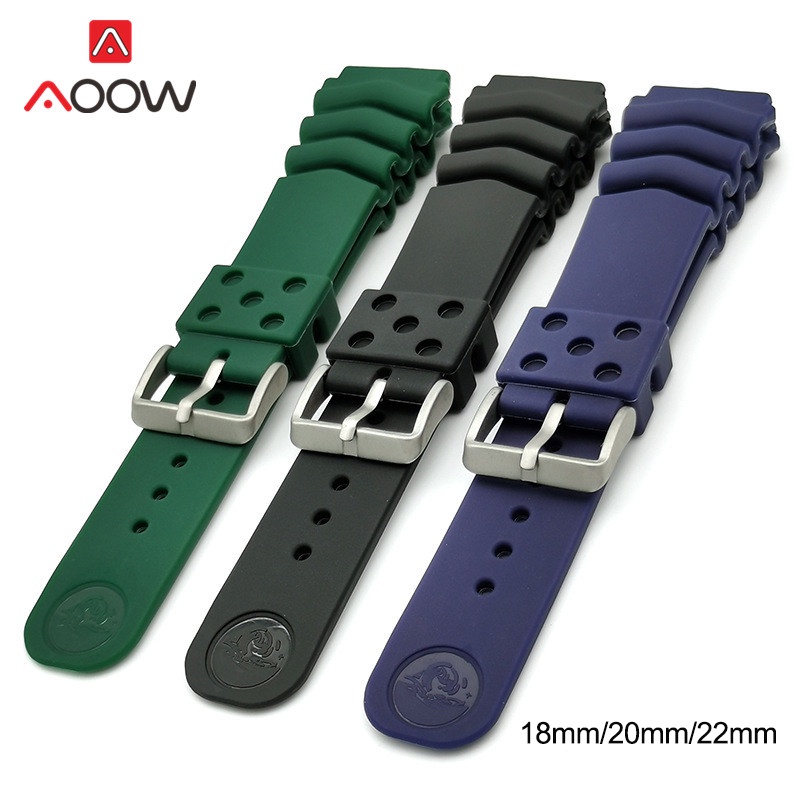 Sport Silicone Strap 18 20 22mm Waterproof Diver Rubber Watchband