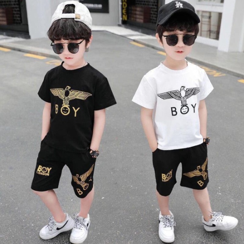 Boy London Children T Shirt Set Cotton Round Collar Short Sleeve