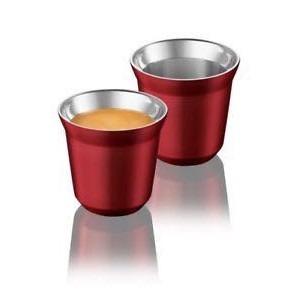 2 Nespresso Pixie Lungo Orange Stainless Cups