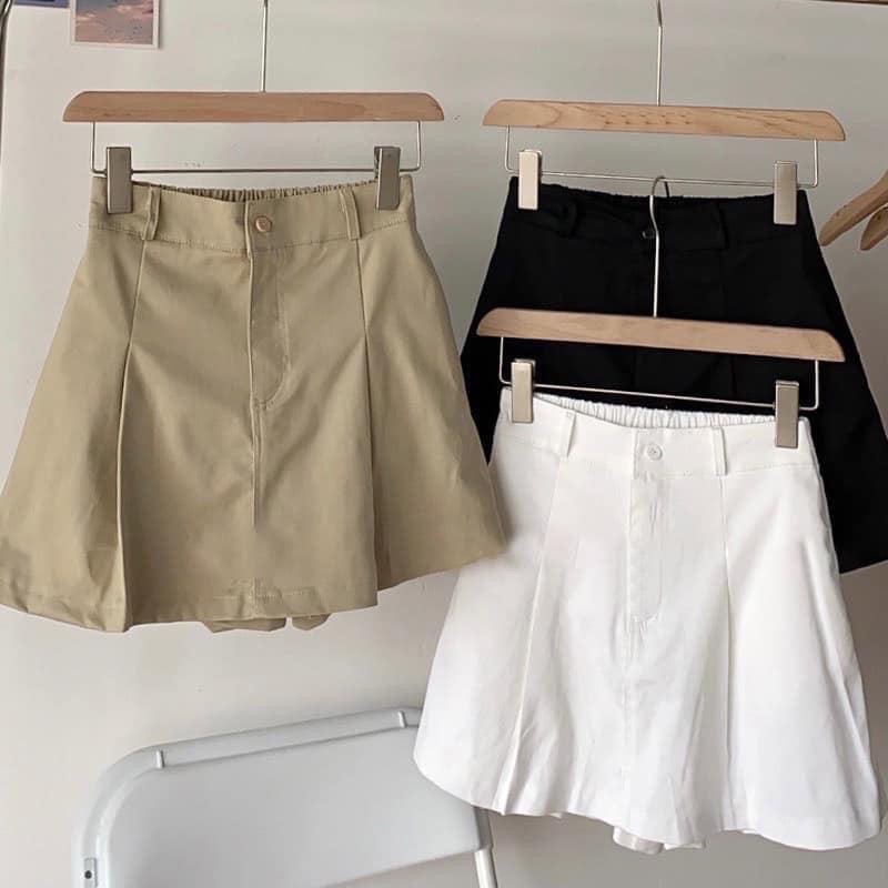 Elastic waist 2025 khaki skirt