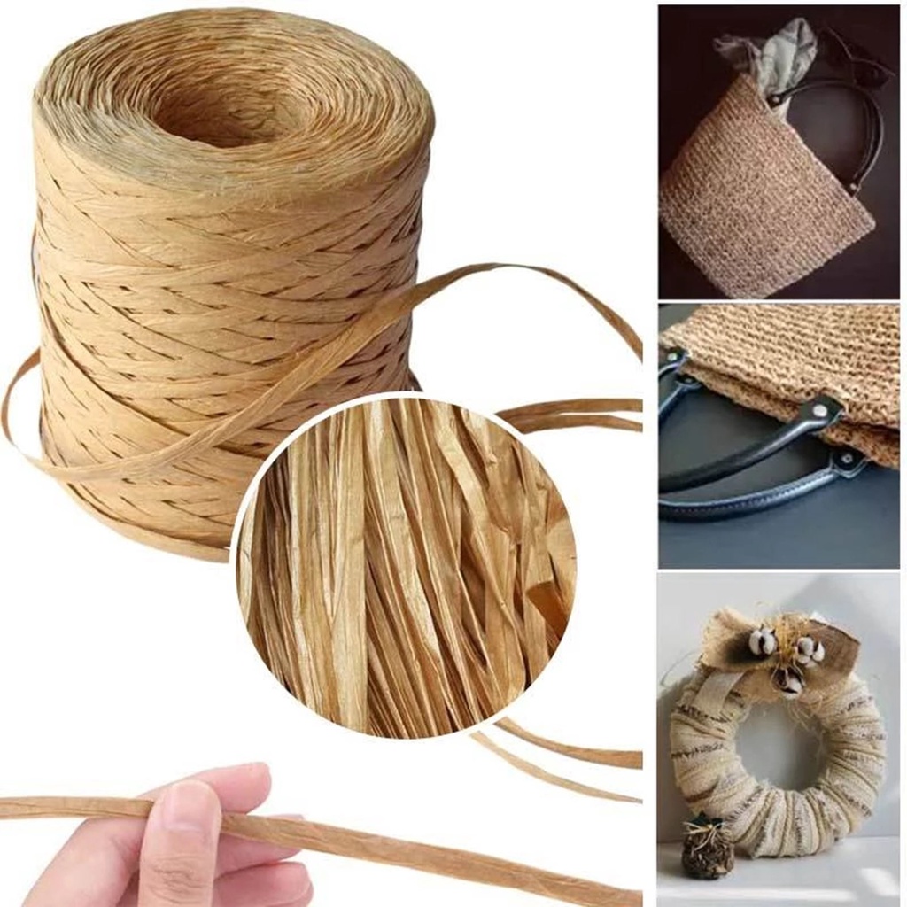 NANA] 218.72Yards Raffia Ribbon Natural Cellulose Paper Twine Biodegradable  Raffia Grass Yarn for Gift Wrapping, Festival Decoration, Craft, ect
