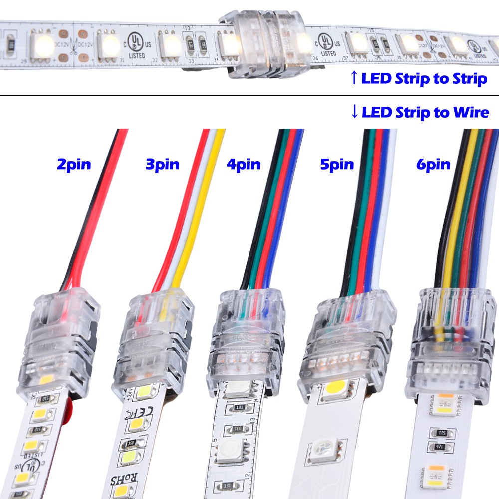 5 Pcs 2pin 3pin 4 5pin LED Strip Connector for RGB RGBW RGBWW 3528