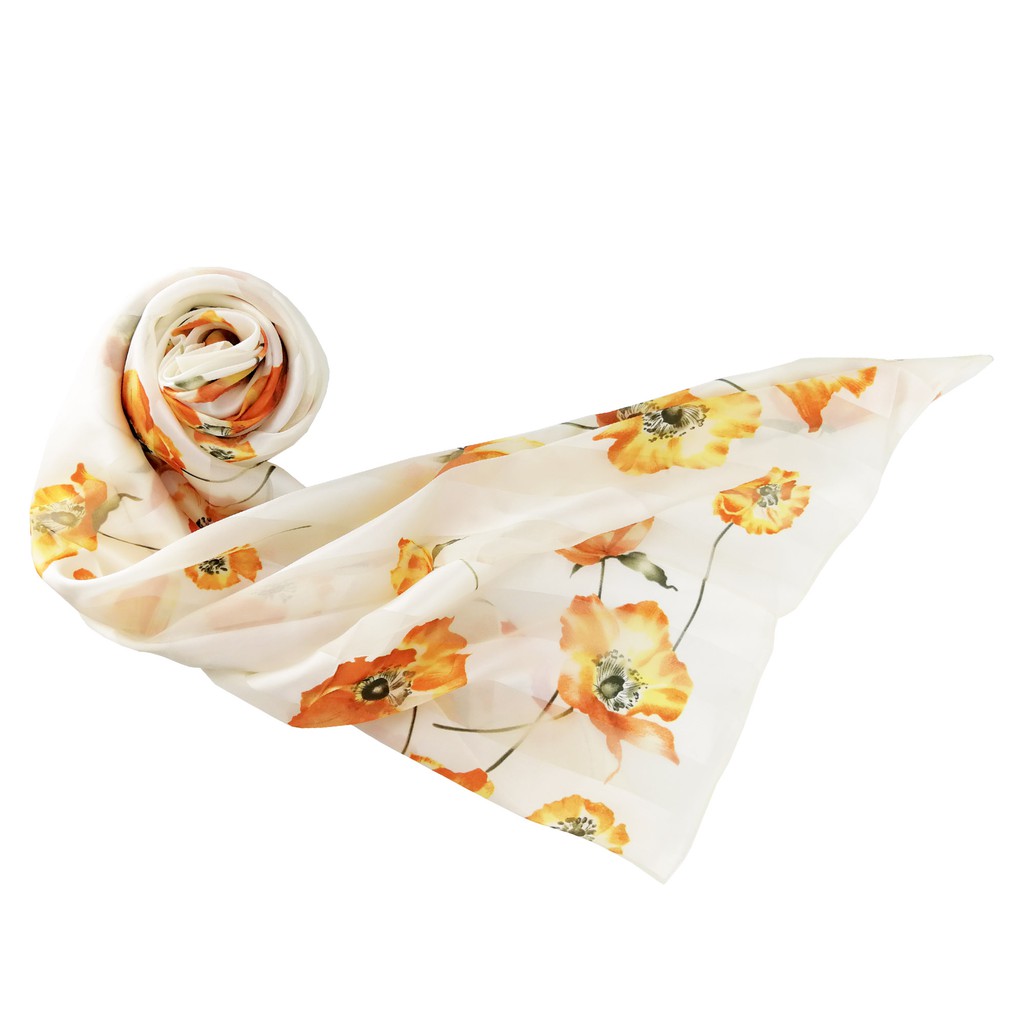 Satin Silk Neck Scarf - White