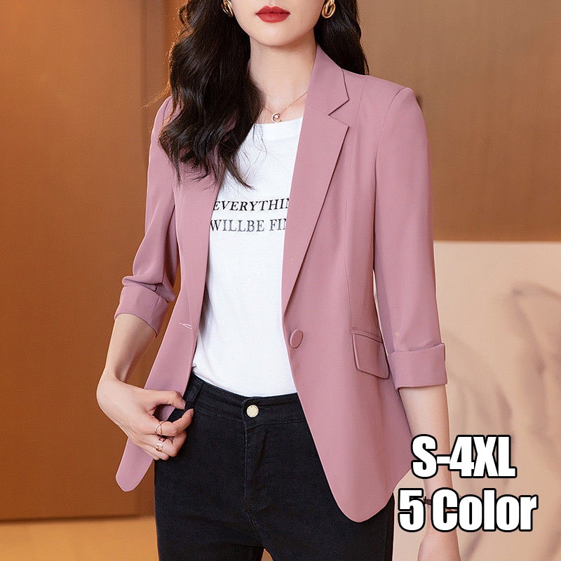 No Lining Women Summer New Chic Casual Loose Thin Blazers Female