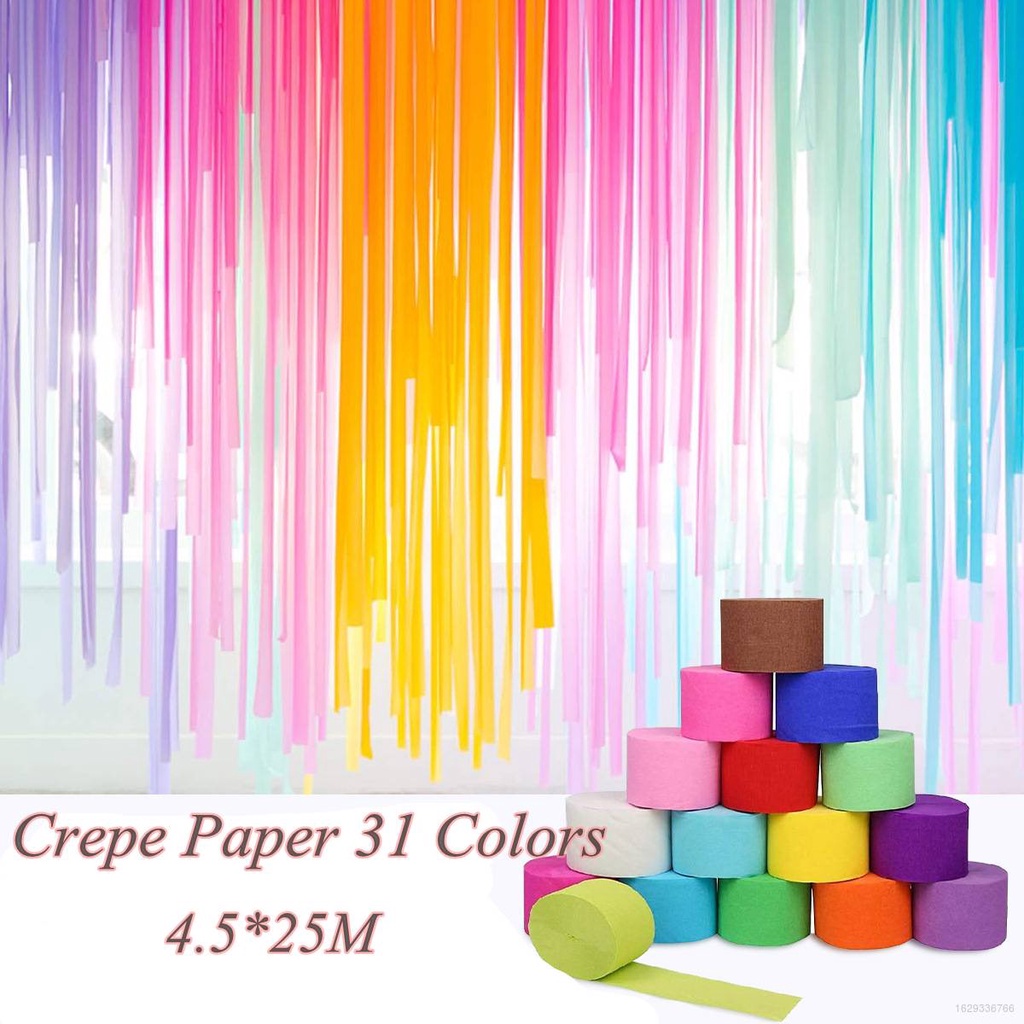 Party Decorations Rainbow Crepe Paper Streamers Color Birthday Party Decoration Paper Roll for Wedding Festival Ornament Supplies, Men's