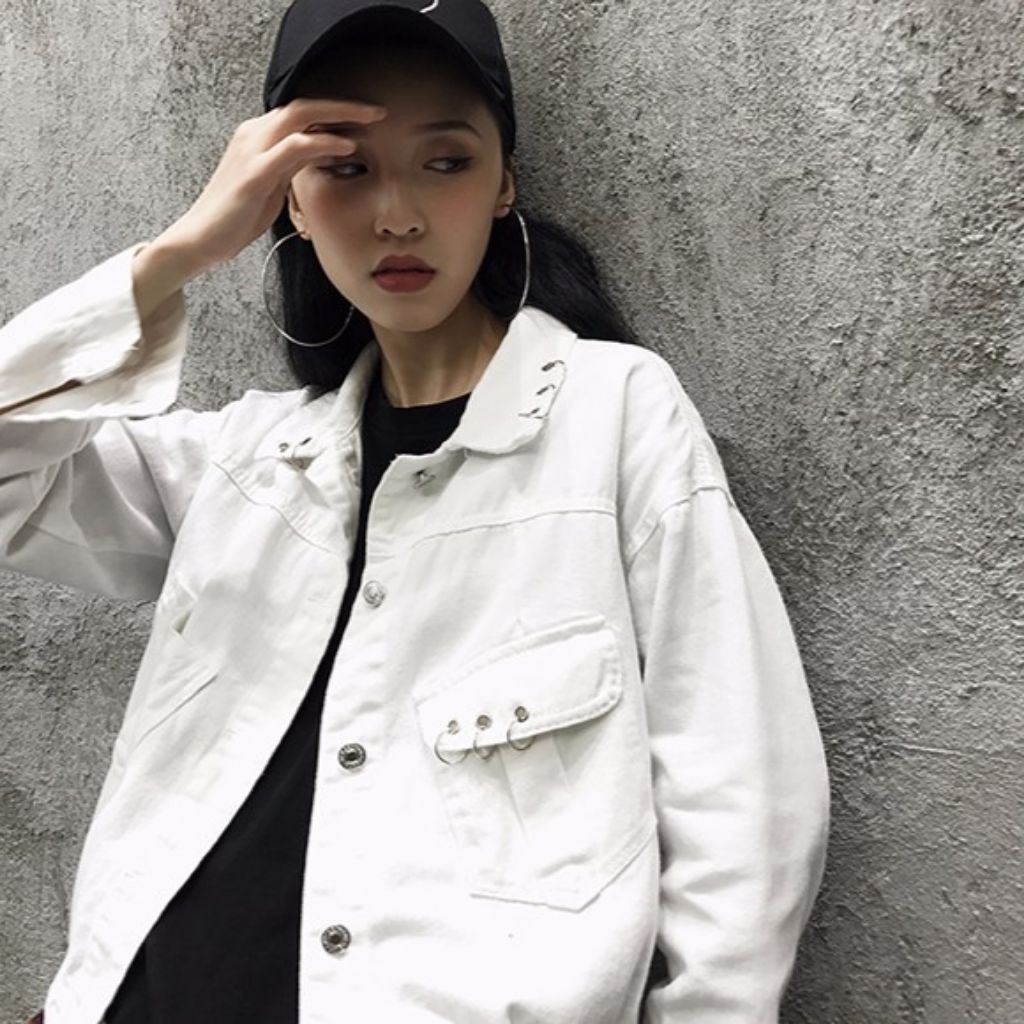 White denim jacket on sale girl